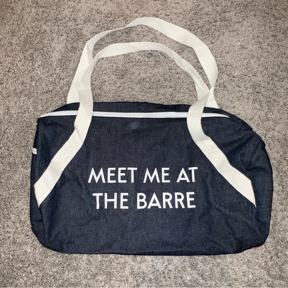 Private Party Meet Me At The Barre Dark Blue DENIM Gym Workout Bag